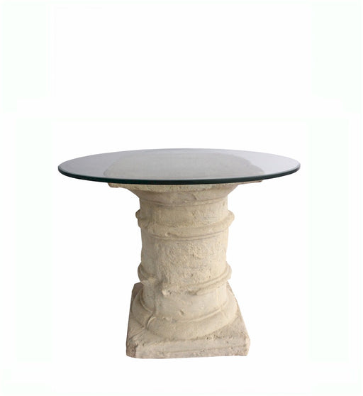 Anderson Teak Etruscan Pedestal Round Glass Top Dining Table