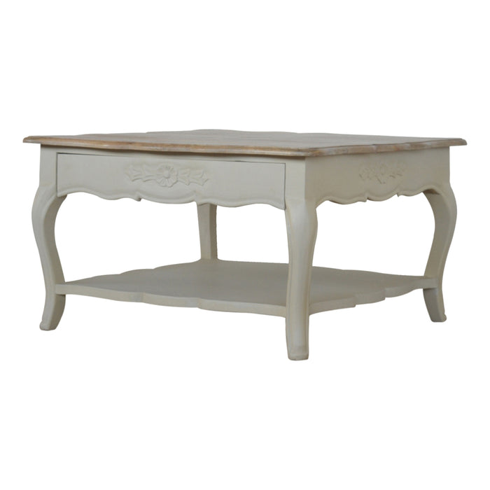 TableUps Amberly Carved Luxury Coffee Table with Drawers