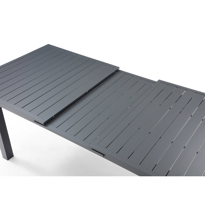 Whiteline Alum Black Outdoor Extendable Dining Table Patio Set