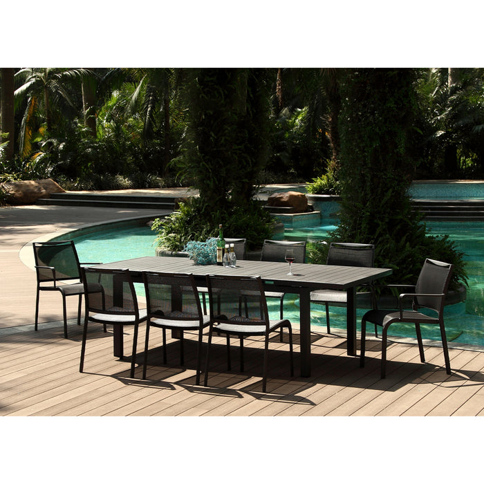 Whiteline Alum Black Outdoor Extendable Dining Table Patio Set