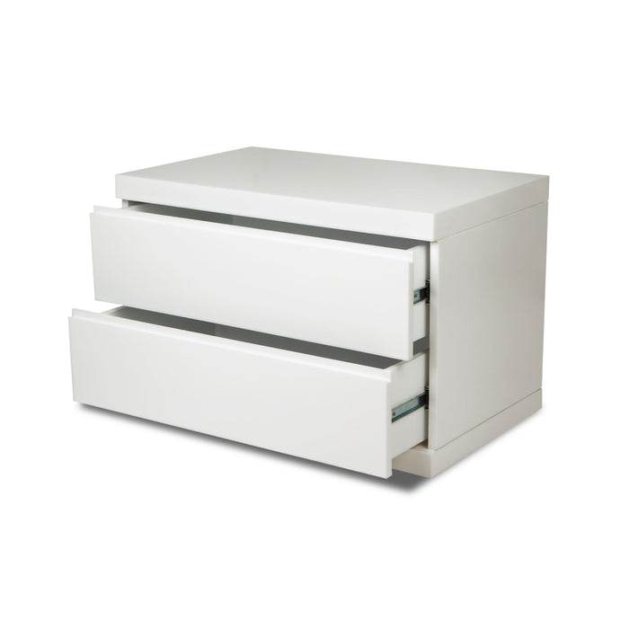 Whiteline Modern Anna High Gloss Wood Small Nightstand