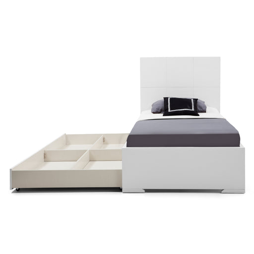 Whiteline Modern Anna White Trundle Twin Size Bed 