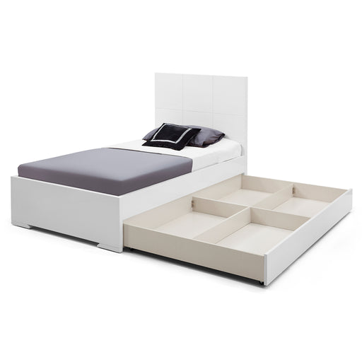 Whiteline Modern Anna White Trundle Twin Size Bed 