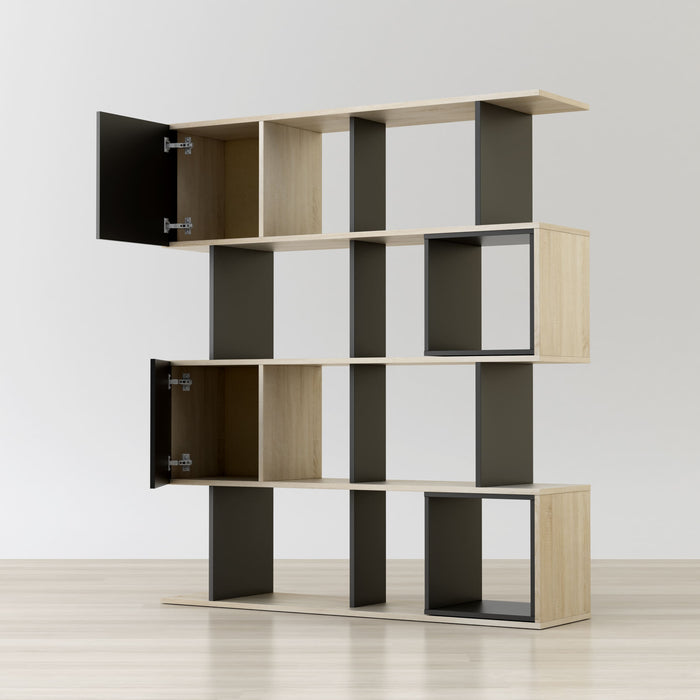 Anderson Teak Alliance Geometric Black & Beige Wood Bookcase