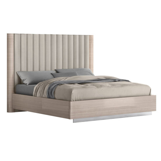 Whiteline Modern Waves High Gloss Beige Queen Size Bed 