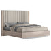 Whiteline Modern Waves High Gloss Beige King Size Bed 