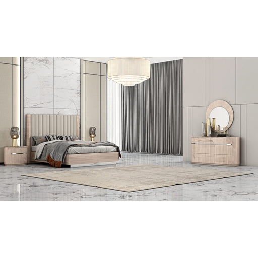 Whiteline Modern Waves High Gloss Beige Full Size Bed