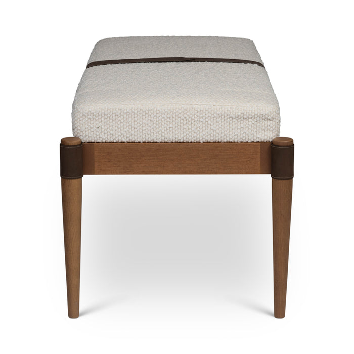 Urbia Modern Bello Bench Brazilian Tauari Wood Bouclé Fabric Cane Webbing