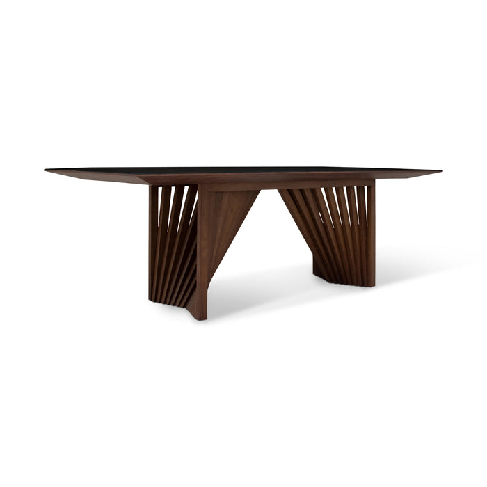 Urbia Modern Brazilian Wood Lacquered Glass Dining Table