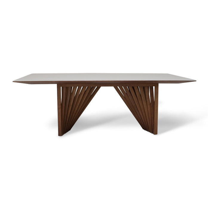 Urbia Modern Brazilian Wood Lacquered Glass Dining Table