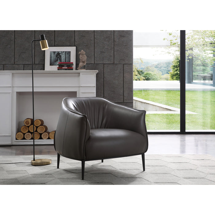 Whiteline Modern Benbow Faux Leather Grey Accent Chair