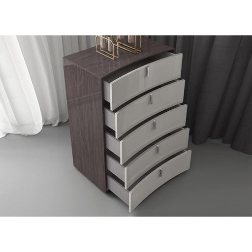 Whiteline Modern Berlin High Gloss Tall Chest Drawers 