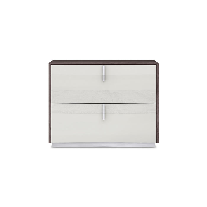 Whiteline Modern Berlin High Gloss Wood Nightstand 