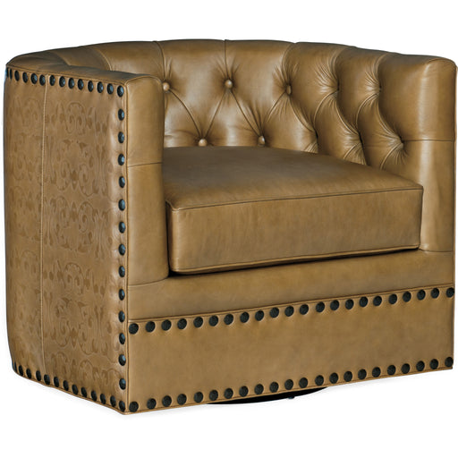 Hooker Furniture Lennox Tufted Swivel Brown Accent Chair
