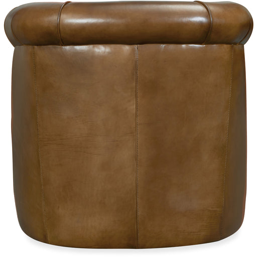 Hooker Furniture Axton Swivel Leather Club Brown Accent Chair