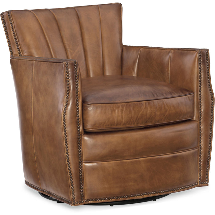 Hooker Furniture Carson Swivel Club Brown Accent Chair