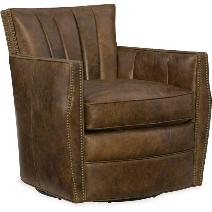 Hooker Furniture Carson Swivel Club Brown Accent Chair
