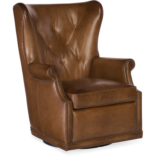 Hooker Furniture Maya Wing Swivel Club Brown Accent Chair