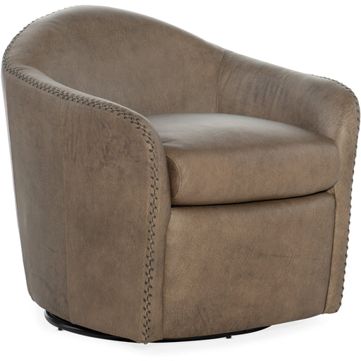 Hooker Furniture Living Room Roper Swivel Club Brown Accent Chair