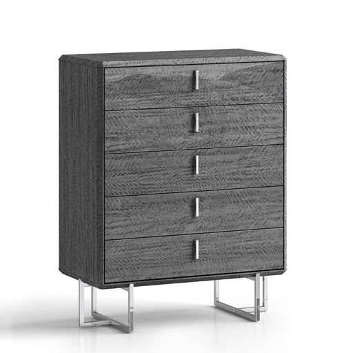 Whiteline Modern Chloe Grey High Gloss Chest Of Drawer 