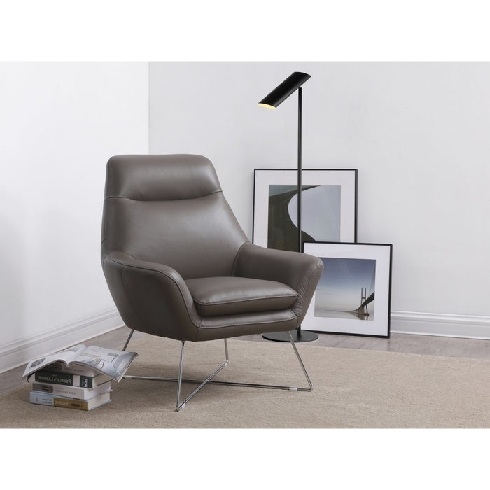 Whiteline Modern Daiana Dark Grey Faux Leather Accent Armchair