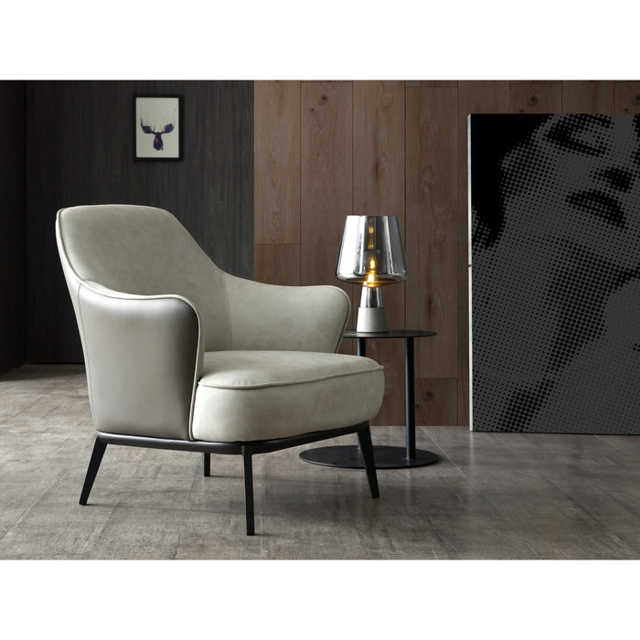 Whiteline Modern Sunizona Grey Fabric and Faux Leather Accent Chair