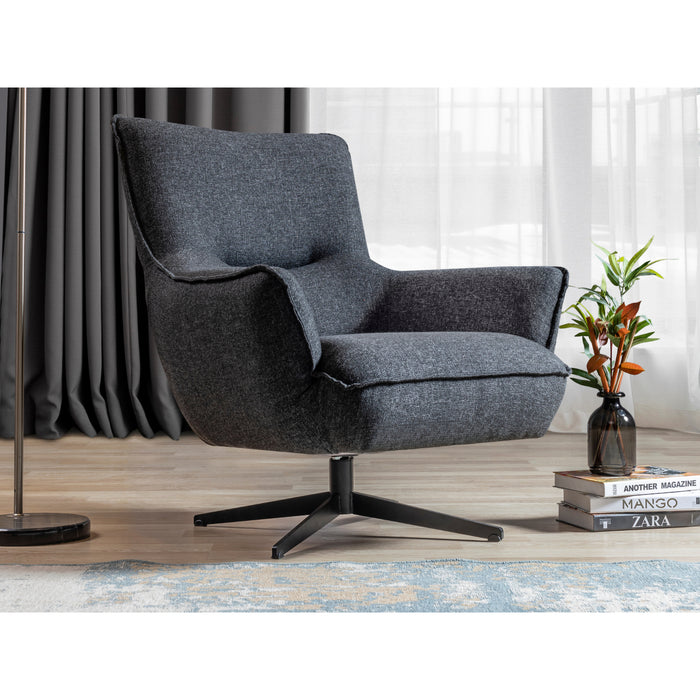 Whiteline Modern Fatsa Dark Grey Fabric Swivel Chair