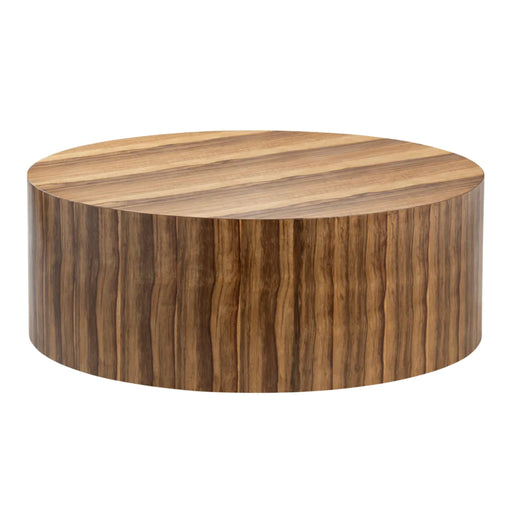 Limba Round Wood Drum Coffee Table Crestview Collection