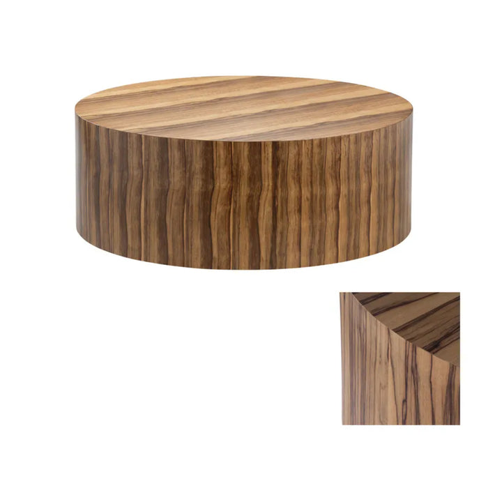 Limba Round Wood Drum Coffee Table Crestview Collection