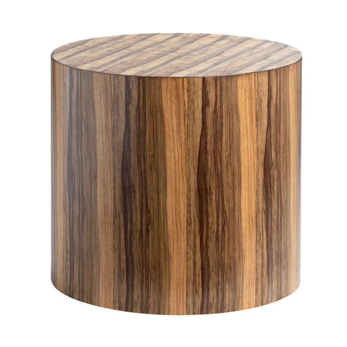 Limba Round Wood Drum End Table Crestview Collection