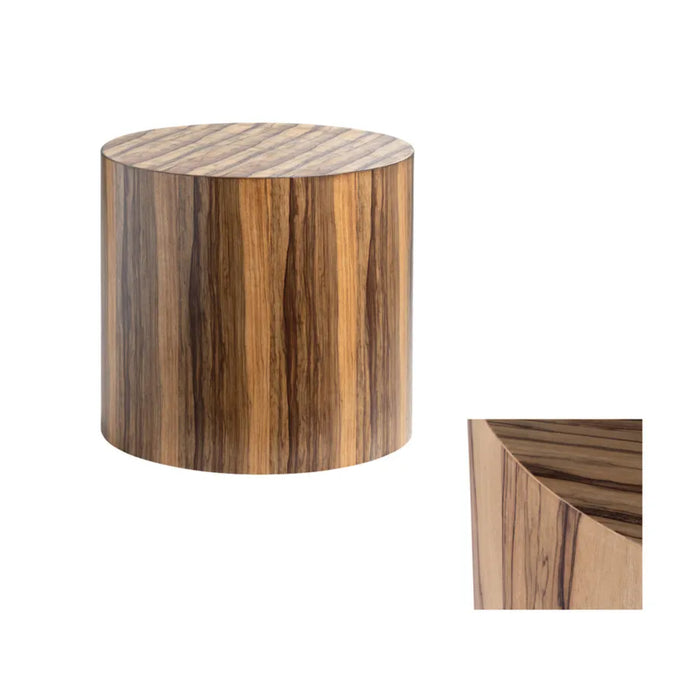 Limba Round Wood Drum End Table Crestview Collection