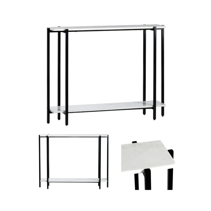 Teeter White Marble Storage Console Table Crestview Collection