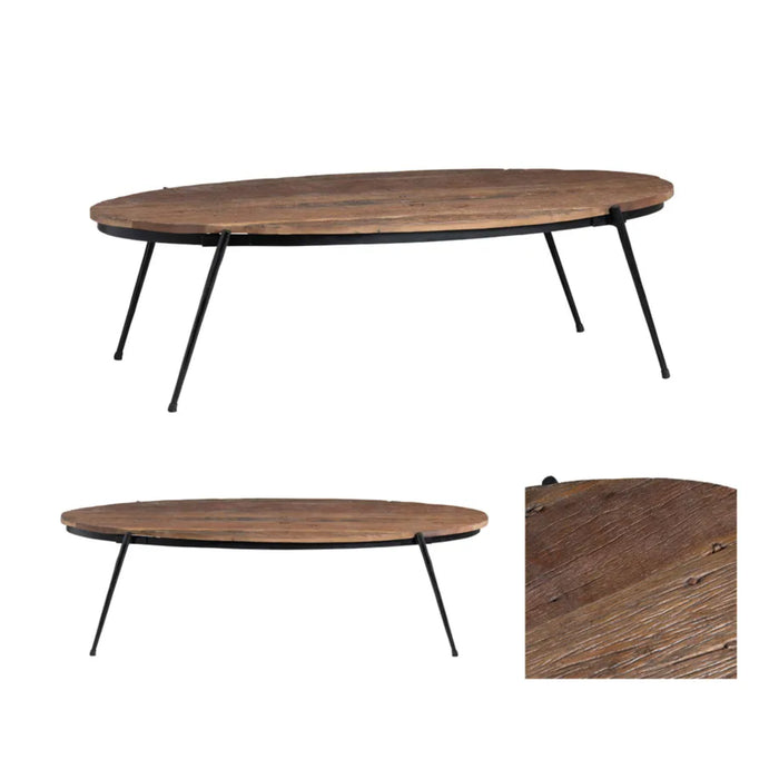 Javier Oval Mid-Century Wood Coffee Table Crestview Collection