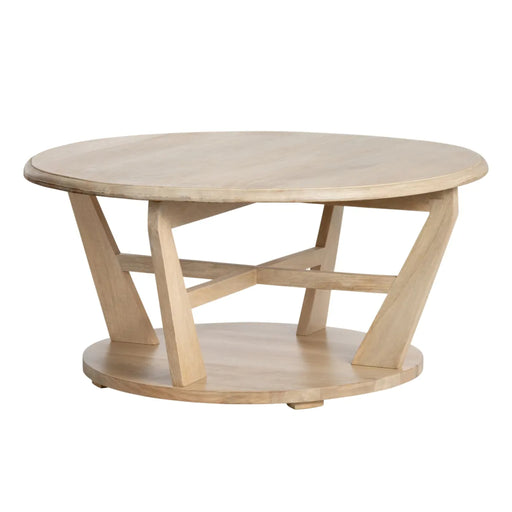 Roswell Round Mango Wood Rustic Coffee Table Crestview Collection