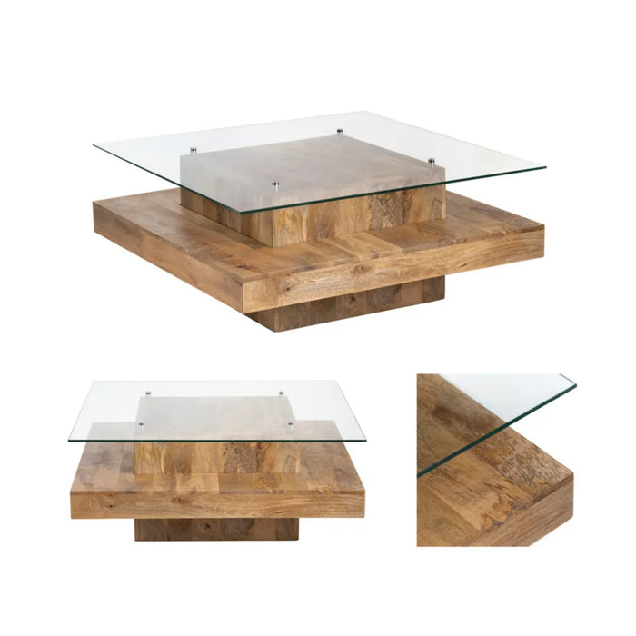 Monaco Square Glass Coffee Table Crestview Collection