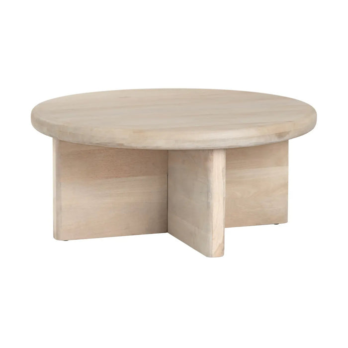 Mercer Round Wood Rustic Coffee Table Crestview Collection