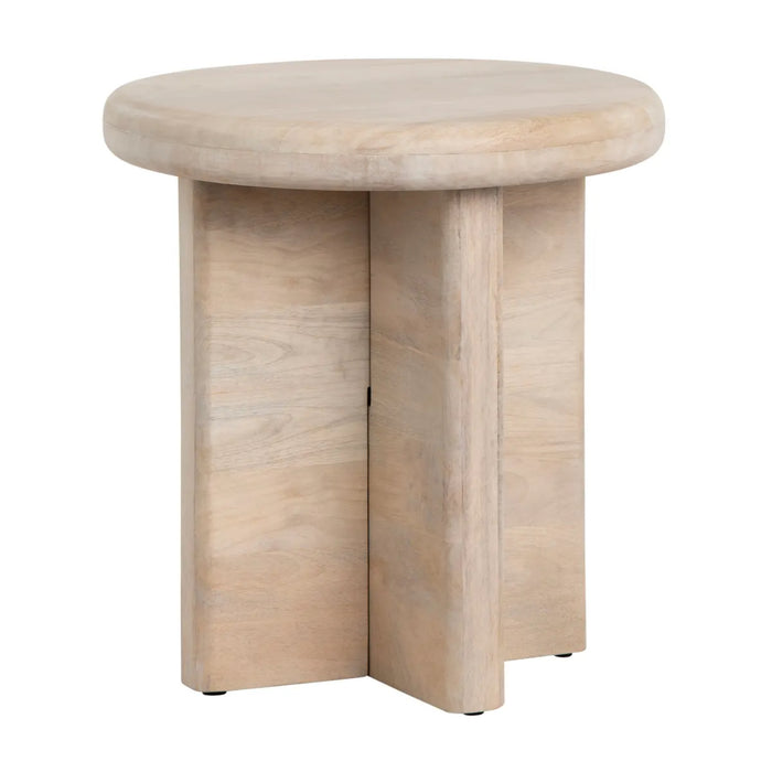 Mercer Round Mango Wood Rustic End Table Crestview Collection