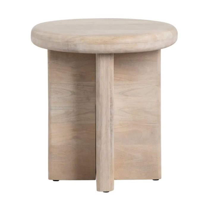 Mercer Round Mango Wood Rustic End Table Crestview Collection