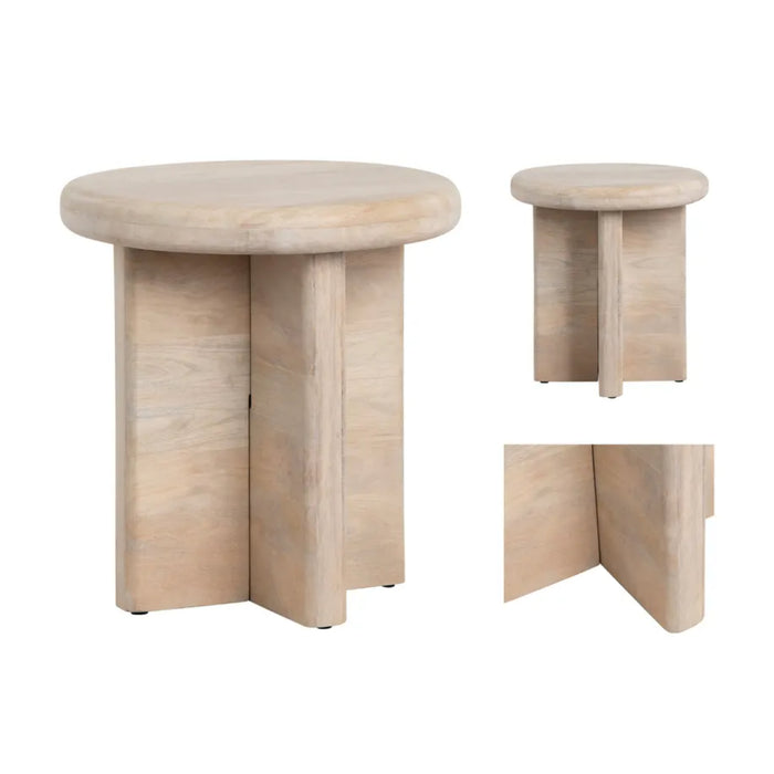 Mercer Round Mango Wood Rustic End Table Crestview Collection