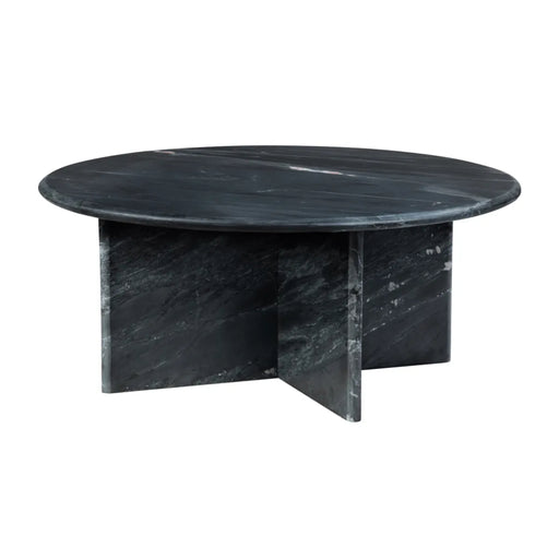 Noir Round Dark Marble Coffee Table Crestview Collection