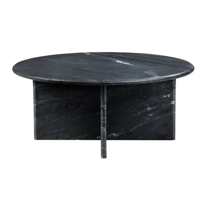 Noir Round Dark Marble Coffee Table Crestview Collection