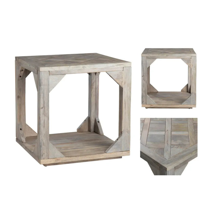 Willow Brook Square Mango Wood End Table Crestview Collection