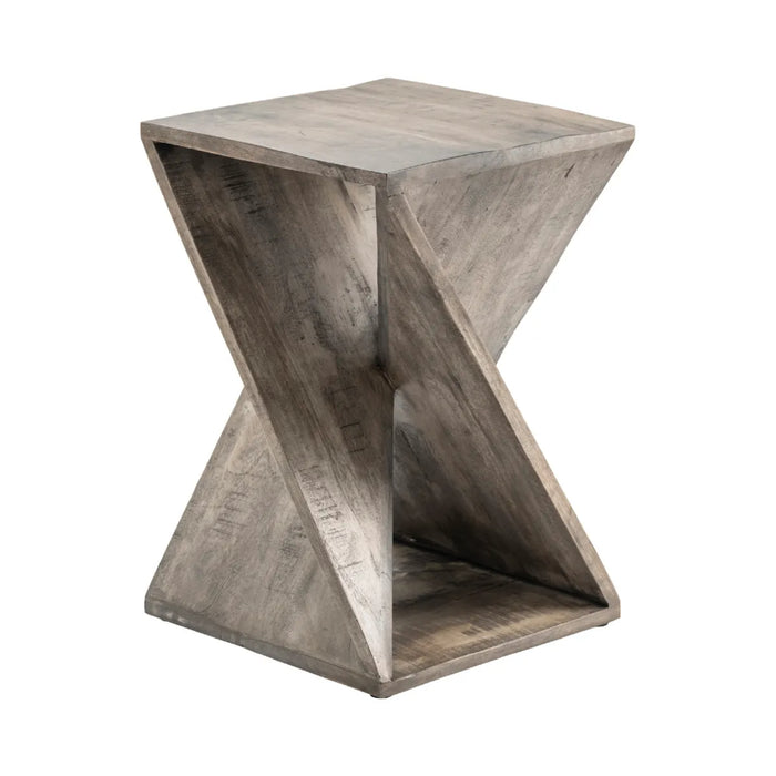 Kanis Square Rustic Wood Twist End Table Crestview Collection