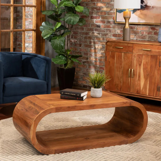 Infinity Unique Acacia Wood Rustic Coffee Table Crestview Collection