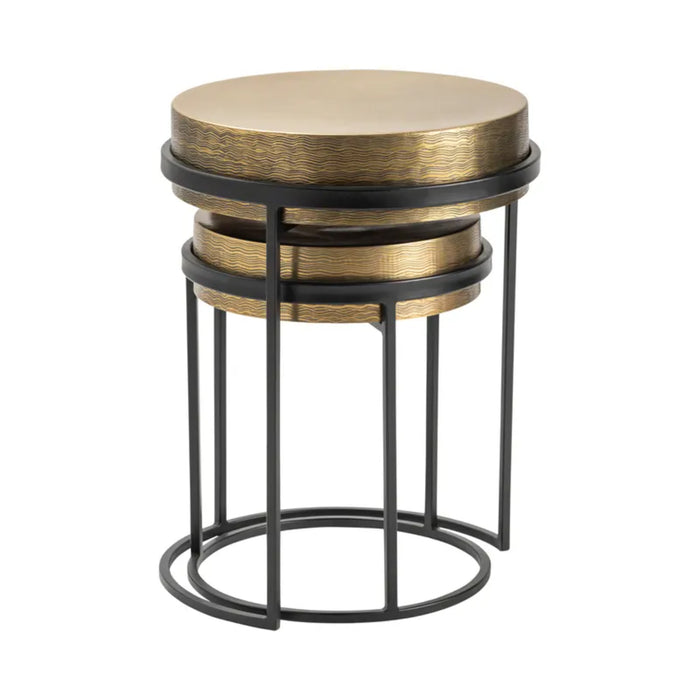 Hudson Textured Brass Nesting Accent Table Set Crestview Collection