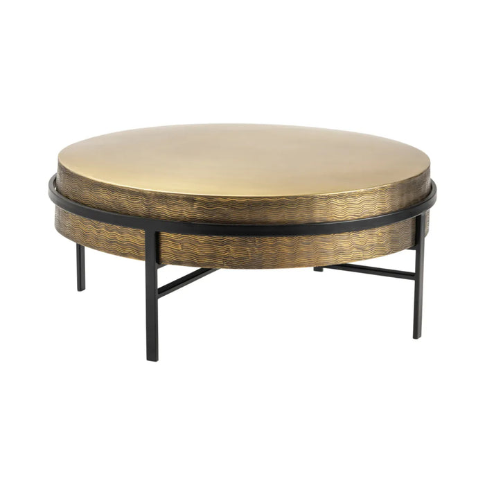 Hudson Textured Round Metal Coffee Table Crestview Collection