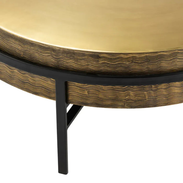 Hudson Textured Round Metal Coffee Table Crestview Collection