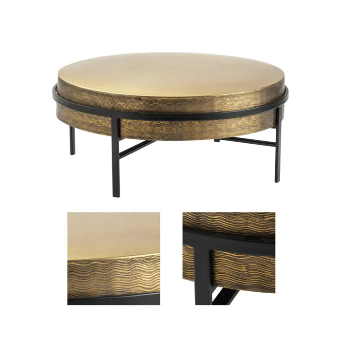 Hudson Textured Round Metal Coffee Table Crestview Collection