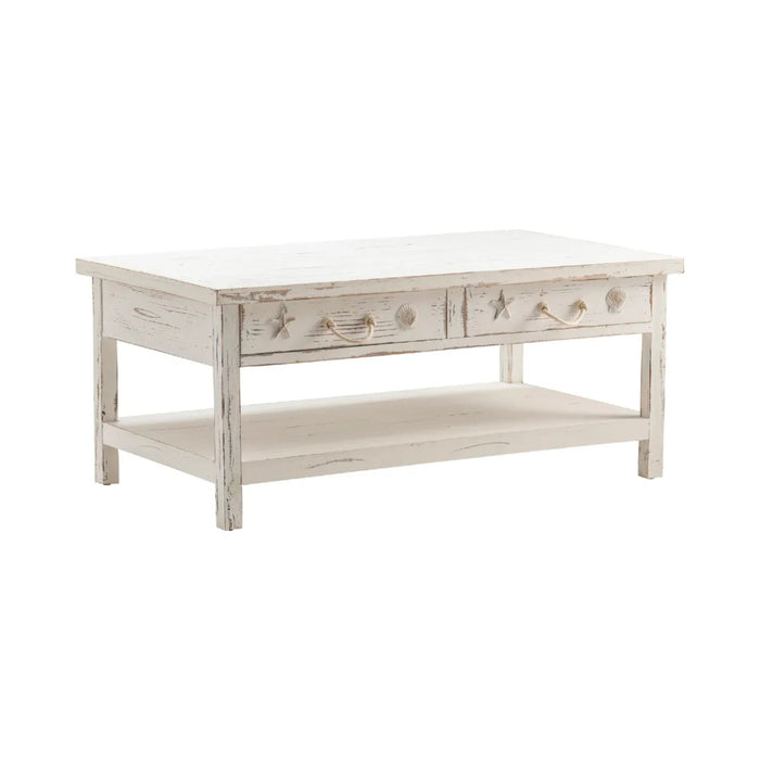 Seaside Coastal Rectangle Solid Wood Coffee Table Crestview Collection