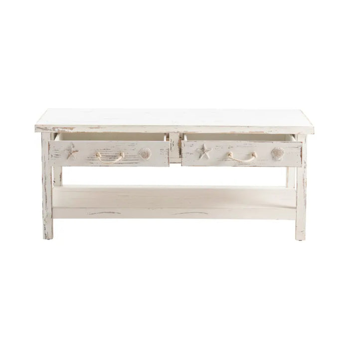 Seaside Coastal Rectangle Solid Wood Coffee Table Crestview Collection